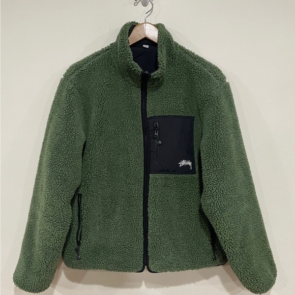 Stussy green 8-ball fleece jacket - Picture 2 of 4
